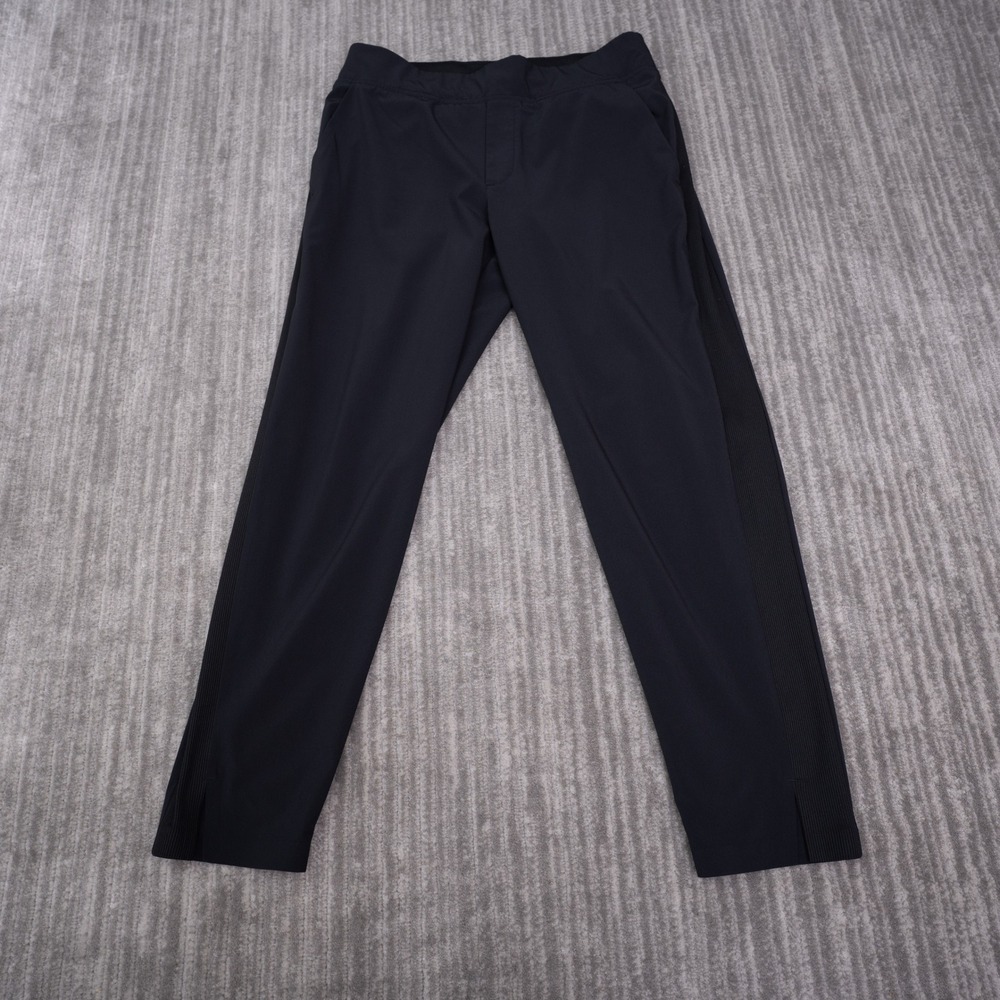 Athleta Brooklyn Ankle Pant Womens 4P Black Excellent Ribbed Trim Travel Tapered